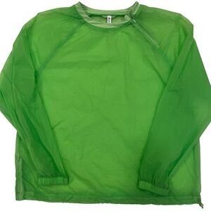 Athleta Neon Lime Green Sheer Running Athletic Nylon Top Size Large FLAW